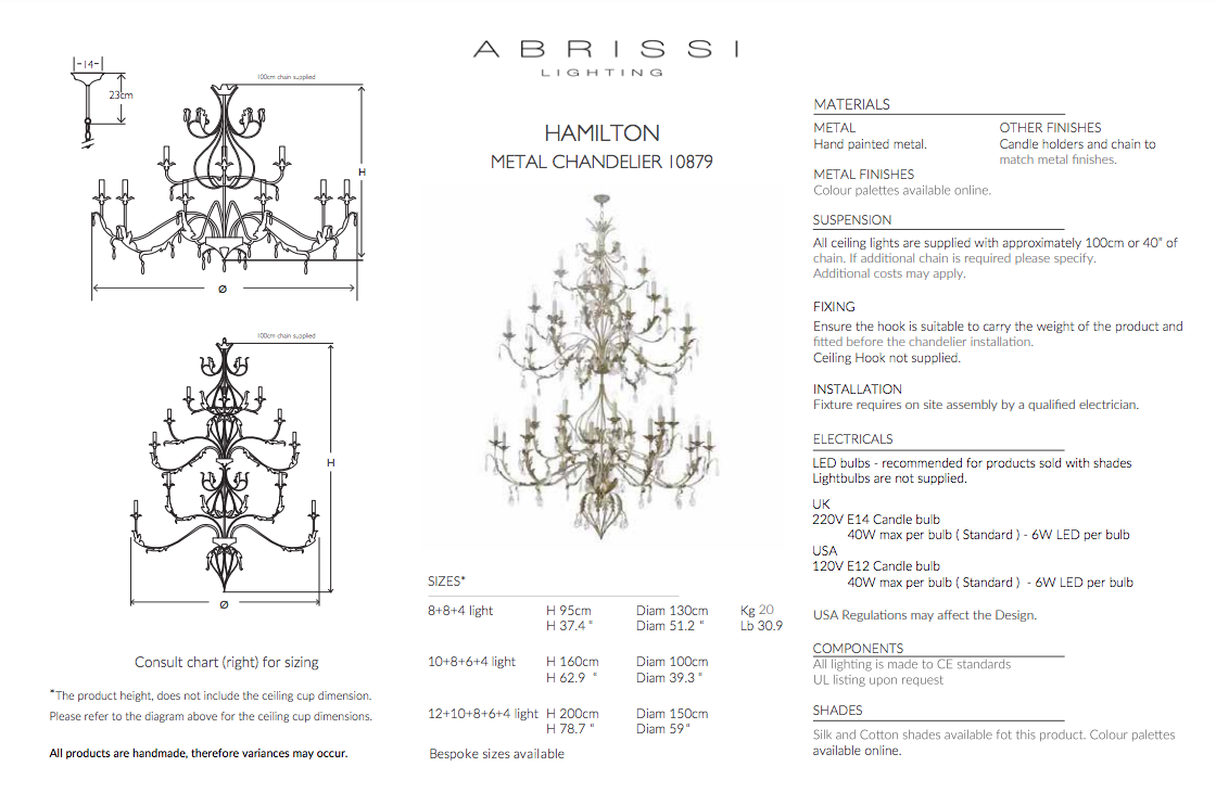 HAMILTON CHANDELIER 20 LIGHTS