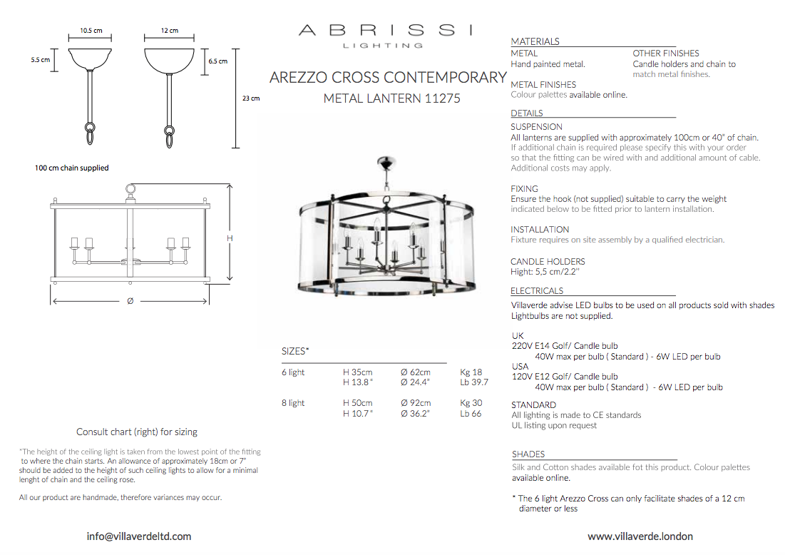 AREZZO CROSS CONTEMPORARY LANTERN