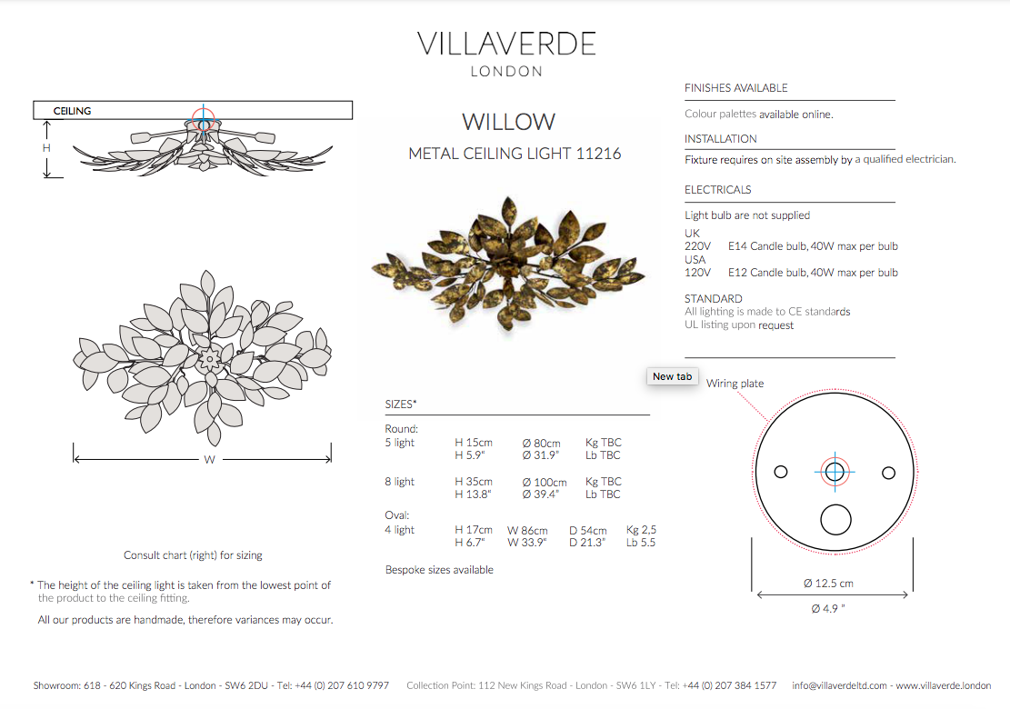 WILLOW CEILING LIGHT