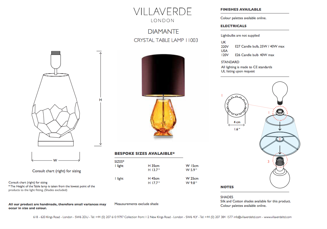 DIAMANTE TABLE LAMP TALL