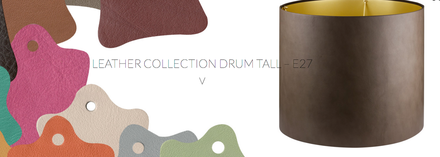 LEATHER TALL DRUM SHADE– E27