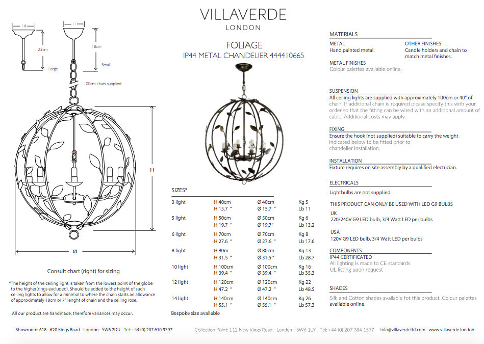 FOLIAGE CHANDELIER IP44